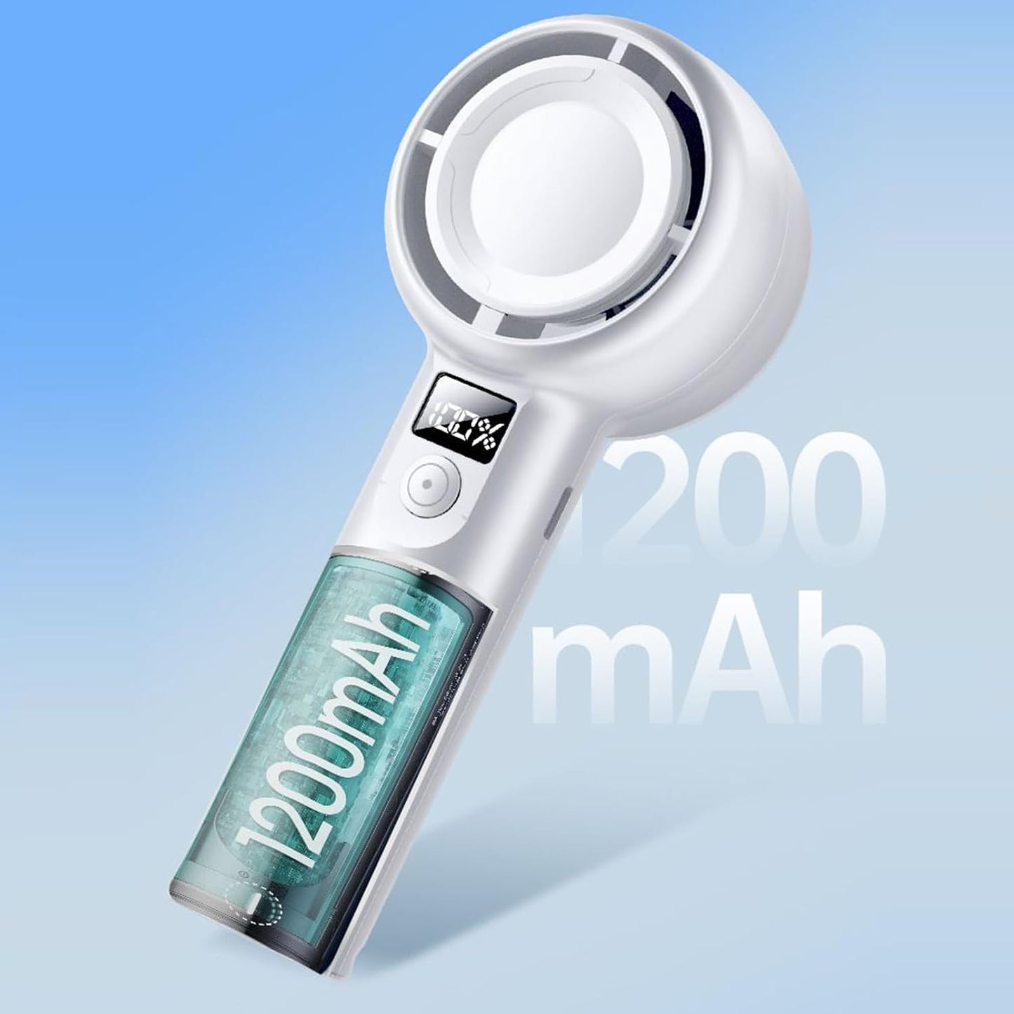 Portable Handheld Fan - Personal Cooling Hand Held Fans,Cool Gadgets Battery Operated with 5 Speeds, Quiet Digital Display Air Cooler for Camping Travel Accessories
