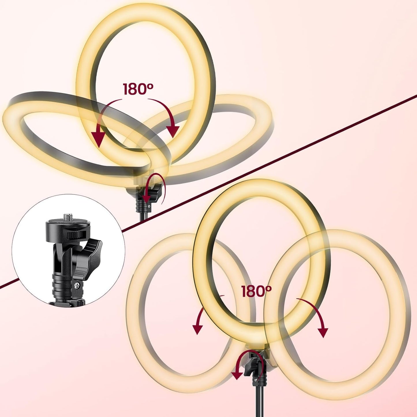 Ring Light with Tripod Stand & Phone Holder Tall 182 Cm, 10 Inch LED Ringlight S