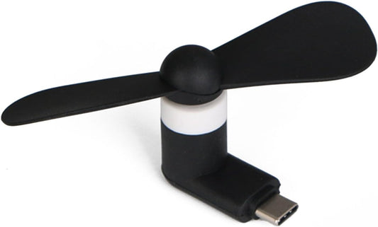 Portable USB-C Fan, Silicone, Small, Black, Energy-Efficient Operation