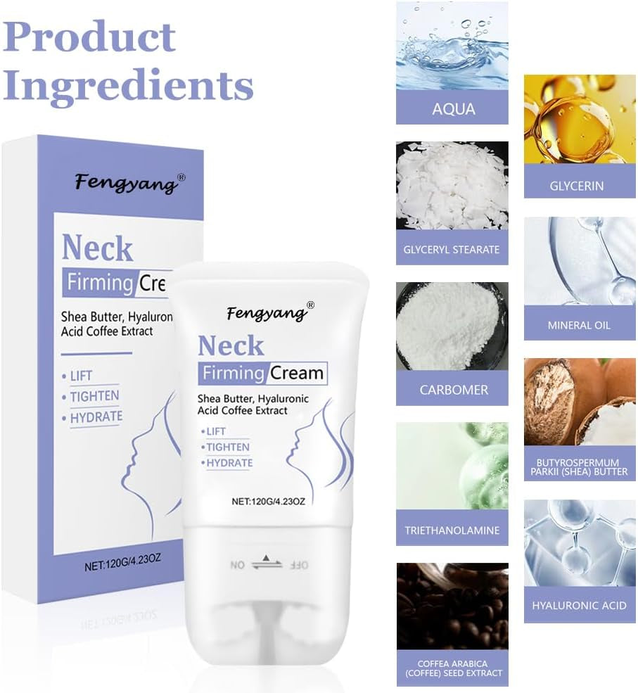 ® Neck Firming Cream,Neck Collagen Cream with Massage Roller – Tightens, Lifts & Smooths Wrinkles for Loose Skin – Anti-Aging Neck Cream for Women