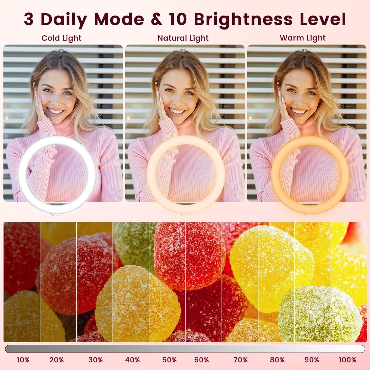 Ring Light with Tripod Stand & Phone Holder Tall 182 Cm, 10 Inch LED Ringlight S