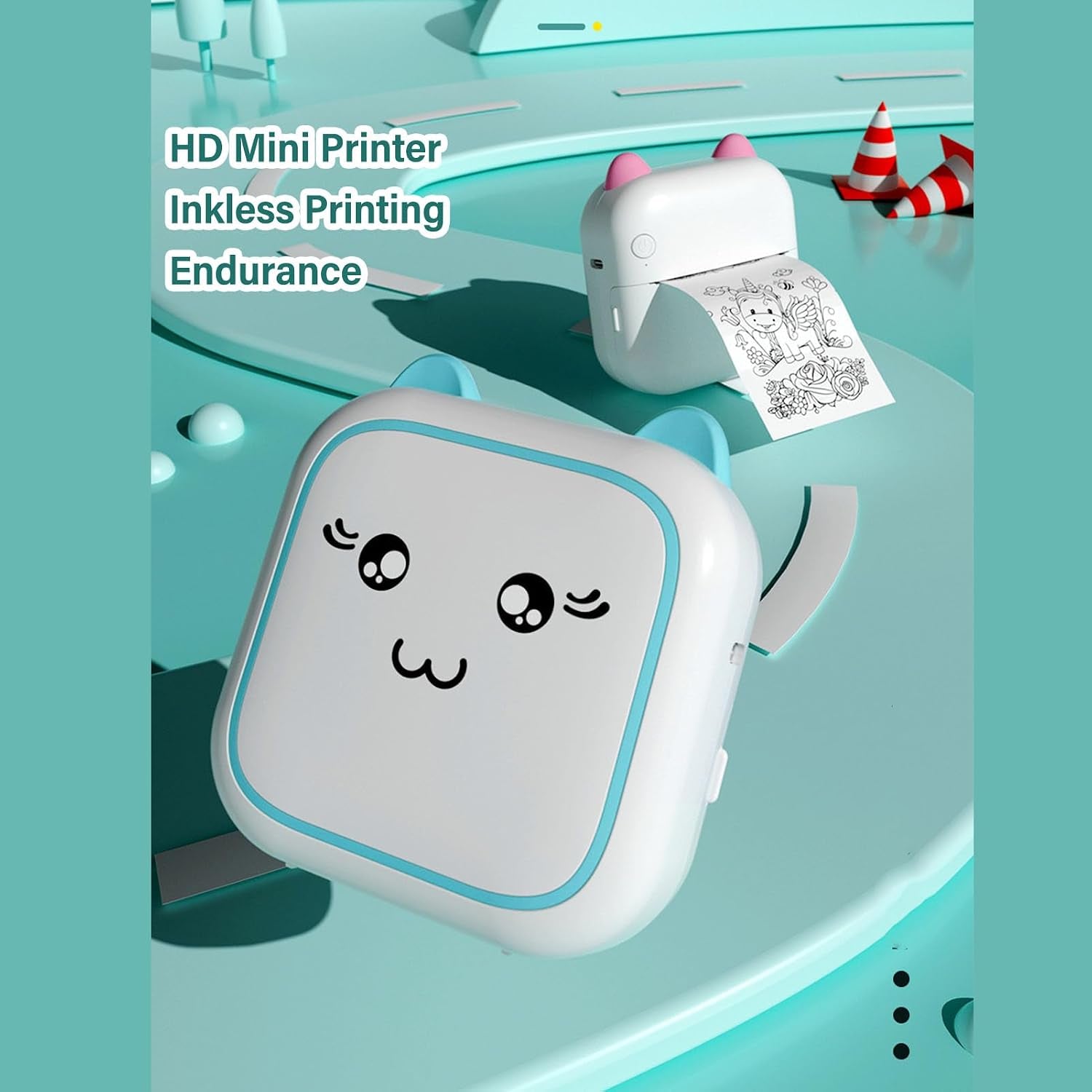 Mini Pocket Printer, Inkless Multipurpose Printing, Compact, Clear Photos, Mini Thermal Printer for Notes (Blue)