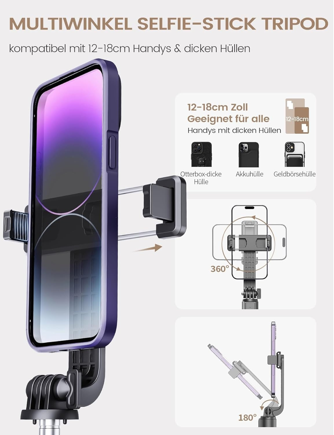 Selfie Stick Tripod W/ Remote | 360° Rotating Extendable Stand for Phone