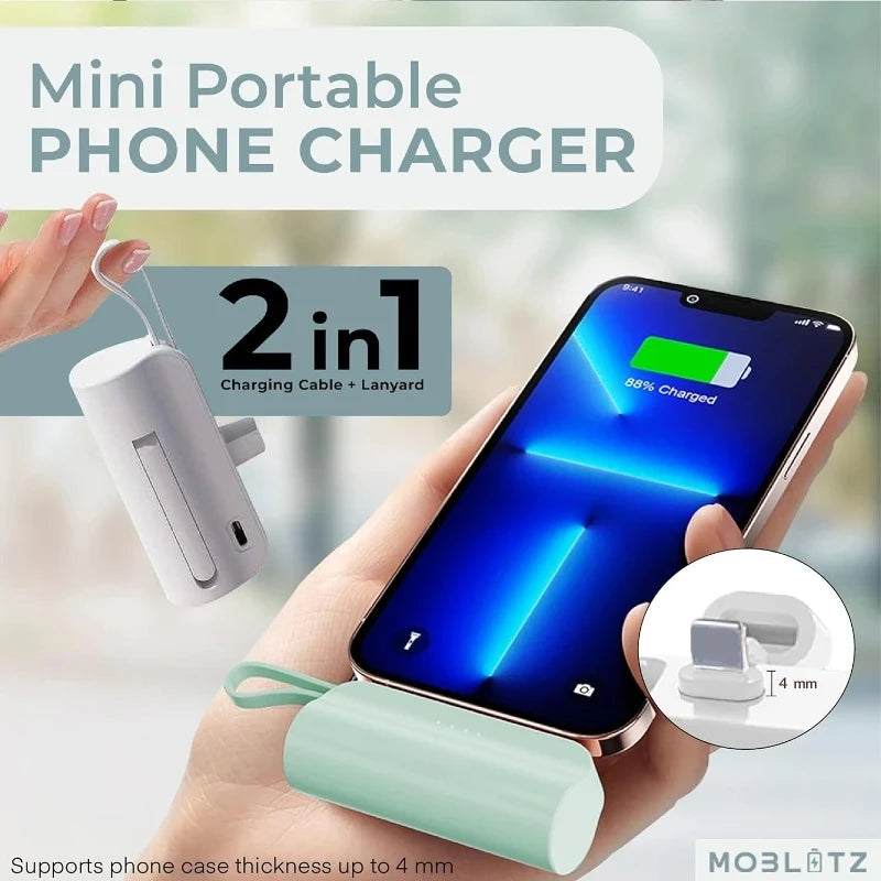 10000Mah Mini Portable Pocket Power Bank Type-C Two-Ways Fast Effective Charging Power Bank Compatible for Iphone Xiaom