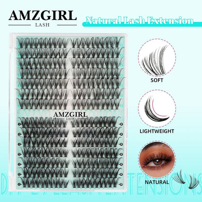 Lash Clusters DIY Eyelash Extension 280Pcs Left & Right Individual Lashes 30D 40D D Curl Clusters Eyelashes Extension for Self Application,Thin Band Cat Eye Lashes(30D 40D,9-18Mm Mix)