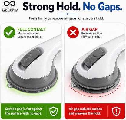 Eternagrip Suction Grab Rails for Bathroom – Shower Handle for Elderly, Strong Locking Suction Shower Grab Rail, Bathroom Safety Hand Rail, Portable Bath Handle for Shower & Bathroom Support