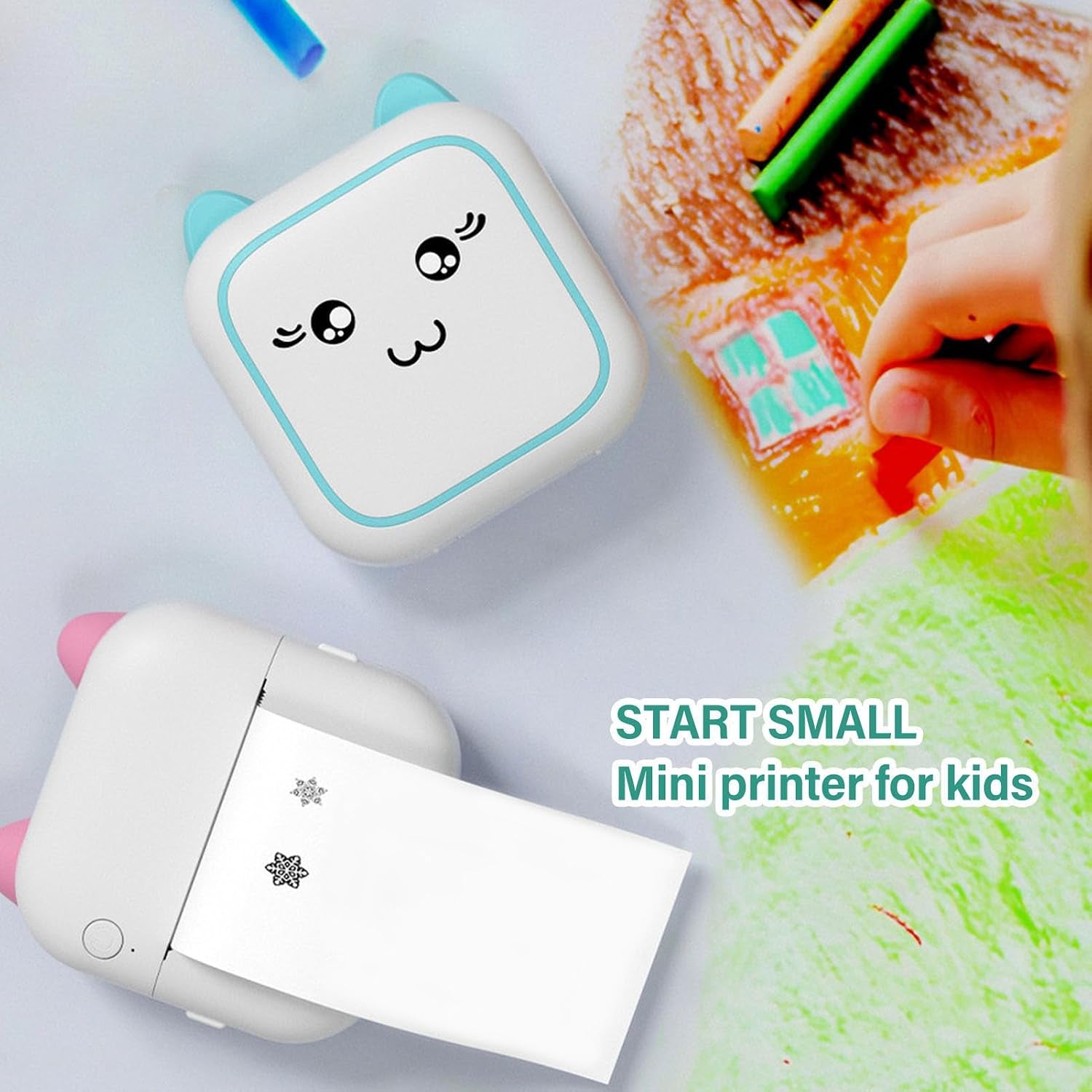 Mini Pocket Printer, Inkless Multipurpose Printing, Compact, Clear Photos, Mini Thermal Printer for Notes (Blue)