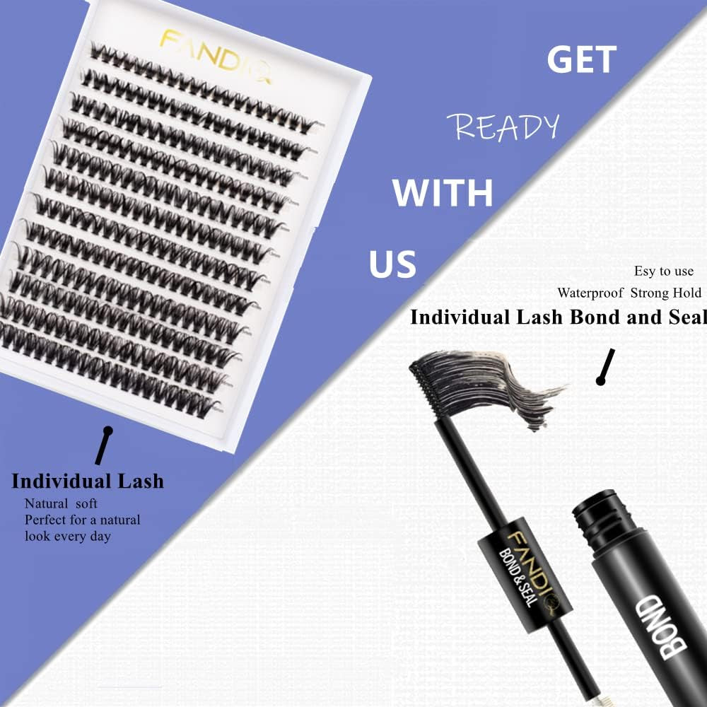 Lash Bond and Seal, Cluster Eyelash Glue for Individual Cluster DIY Eyelash Extensions,Strong Hold Waterproof Cluster Lash Glue 5ML+5ML Latex-Free Long Lasting for Sensitive Eyes(Black)