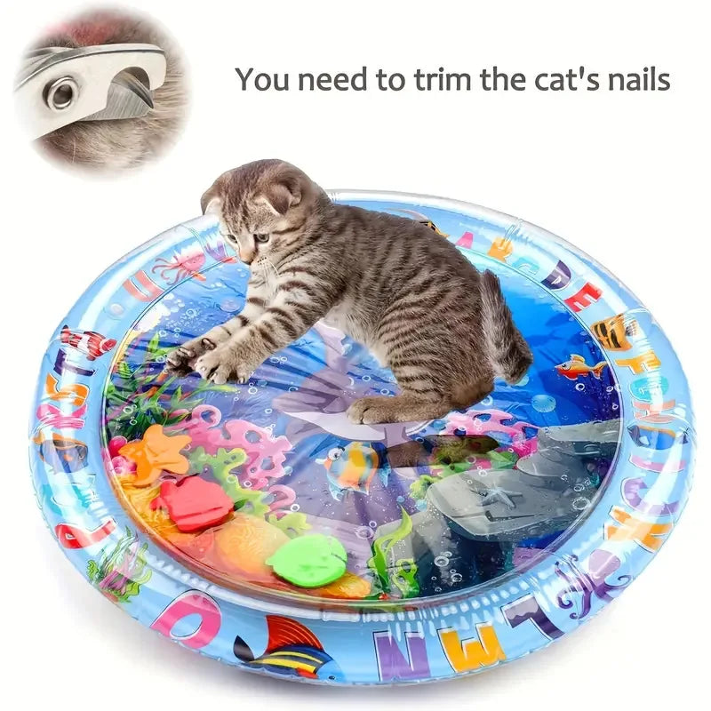 Pet Play Mat Interactive Water Mat Indoor Relief Cat Boredom Splash Pad, Summer Cooling Sleeping Mat