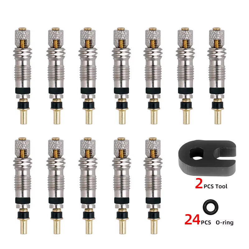Presta Valve Core Brass FV Nozzle Replacement MTB Road Bike Tubeless Service Parts Alloy Remover Tool O-Ring Optional