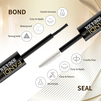 Lash Bond and Seal, Cluster Eyelash Glue for Individual Cluster DIY Eyelash Extensions,Strong Hold Waterproof Cluster Lash Glue 5ML+5ML Latex-Free Long Lasting for Sensitive Eyes(Black)