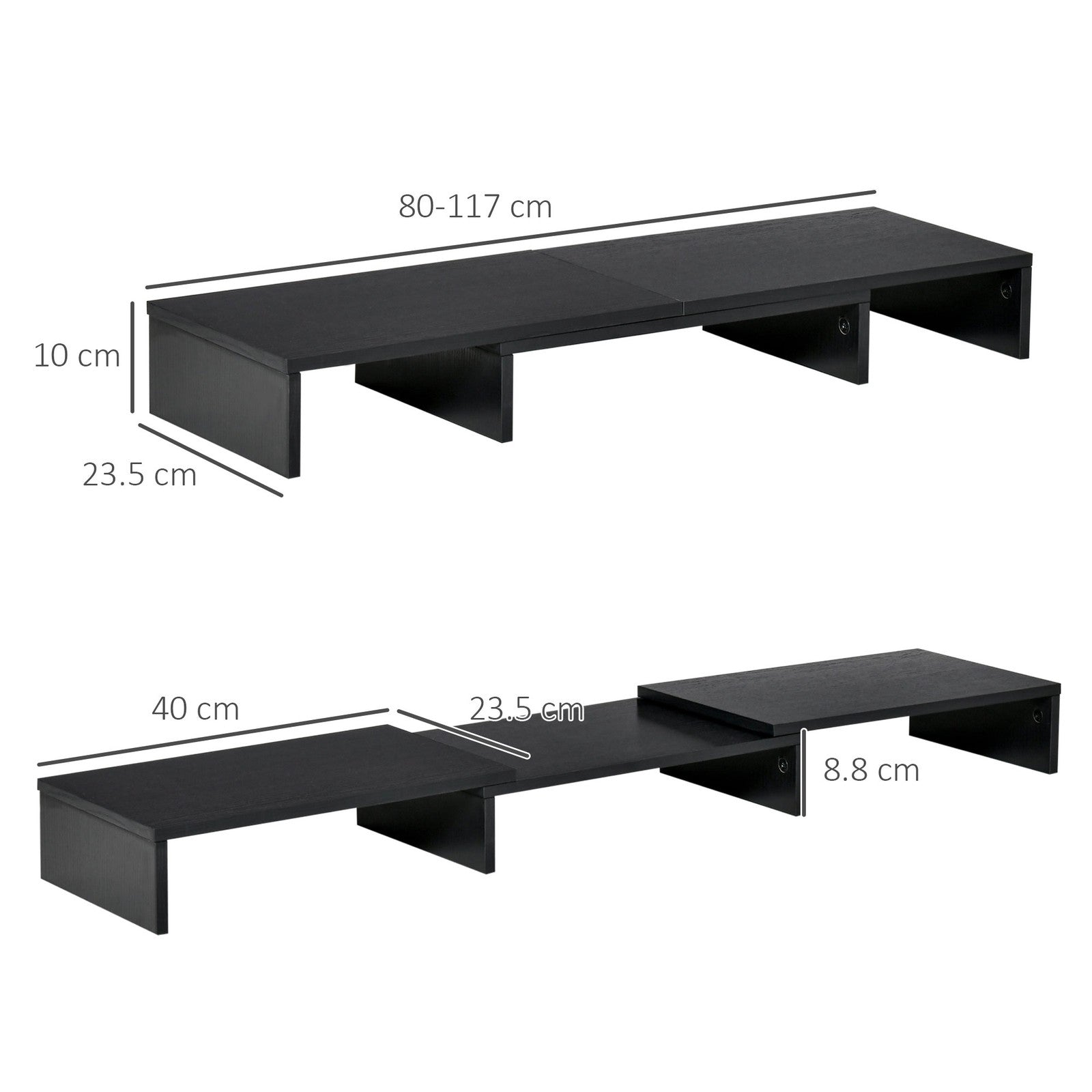 Dual Monitor Stand Riser W/ 3 Shelves Adjustable Length and Angle Screen Stand