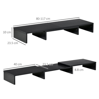 Dual Monitor Stand Riser W/ 3 Shelves Adjustable Length and Angle Screen Stand