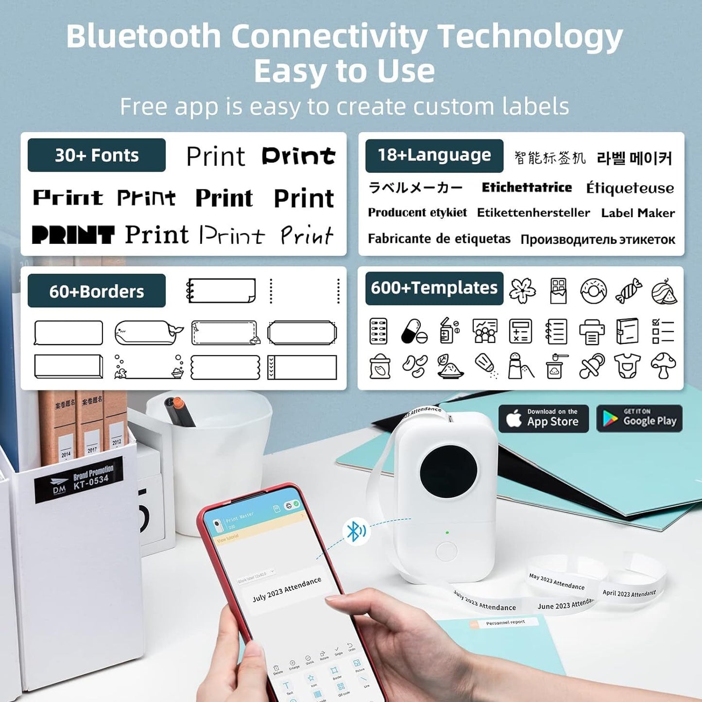 Phomemo D30 Label Maker Machine Bluetooth Small Label Printer Thermal Printer UK