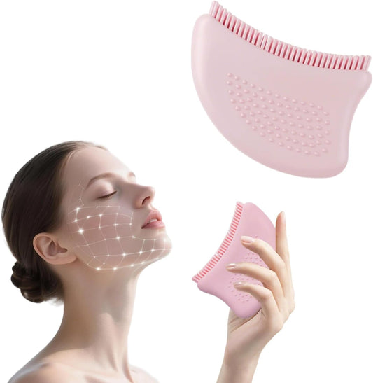 Lymphatic Drainage Brush for Face, Soft Silicone Facial Cleansing Brush for Gentle Dry Brushing & Massage, Handheld Face Scrubber for Sensitive, Delicate & Dry Skin, Skincare Tool for Women