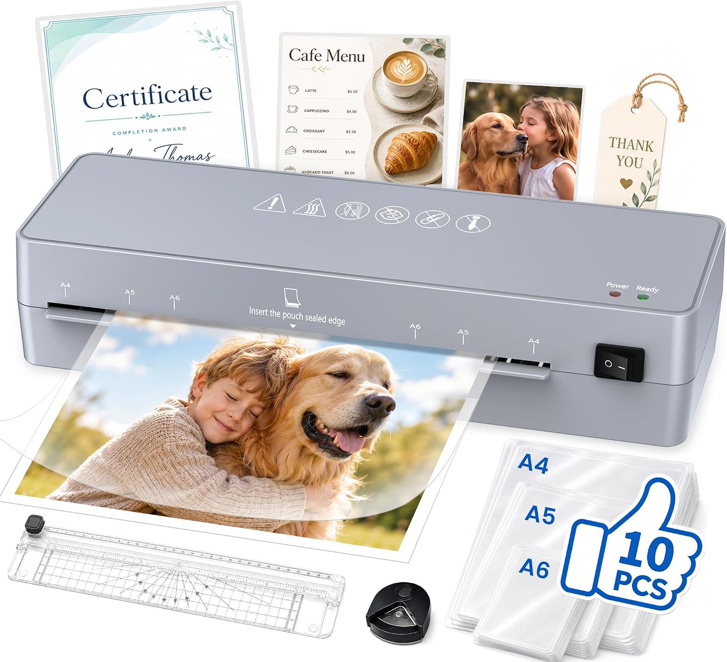 MAXDONE A4 Laminator, Thermal Laminator Machine A4 with Laminating Pouches, Lami