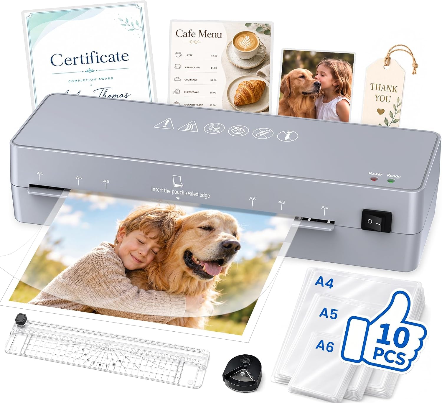 MAXDONE A4 Laminator, Thermal Laminator Machine A4 with Laminating Pouches, Lami