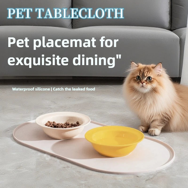 Cat Feeding Mat with Non-Slip Waterproof Design, Pet Food Mat, Compatible with Cat/Dog Bowls, Multipet Households, Dog Owners