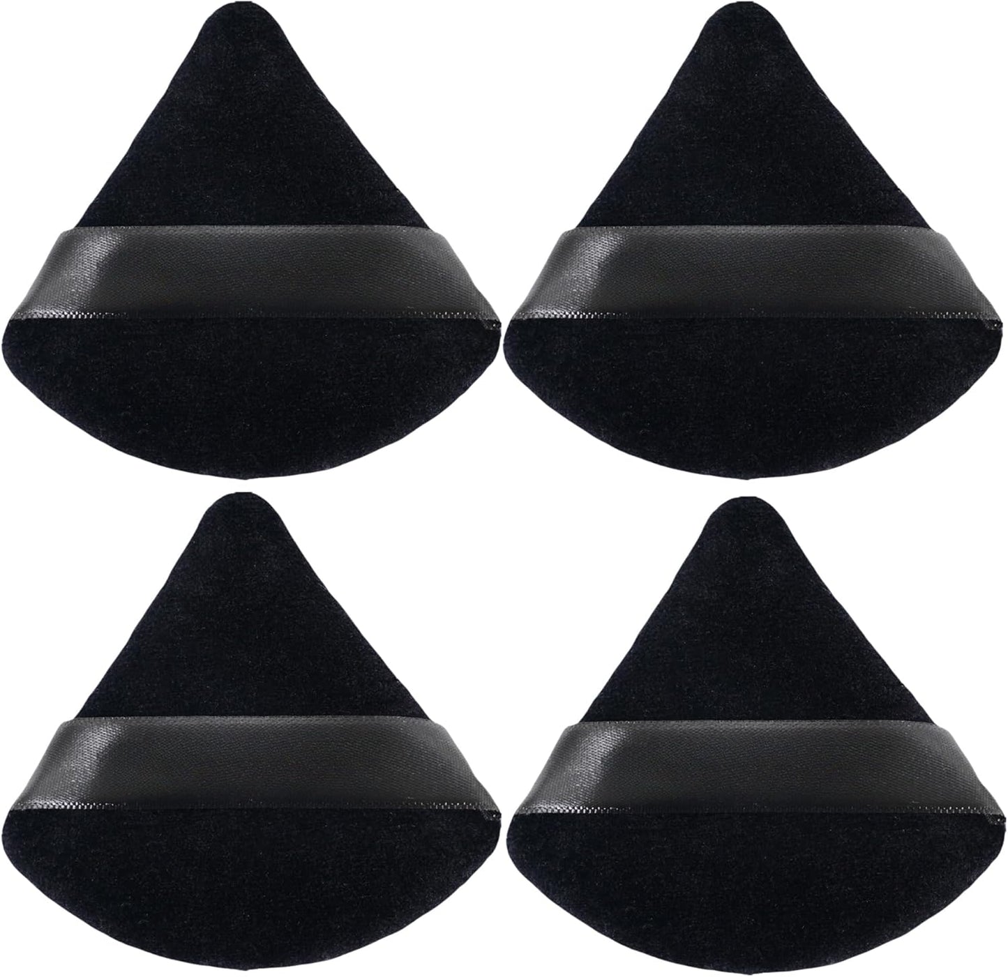 4Pcs Triangle Powder Puffs, Reusable Face Makeup Puff, Multifunctional Facial Makeup Tool Wet, Dry Dual-Use Makeup Sponge for BB CC Cream Liquid Foundation(Black)