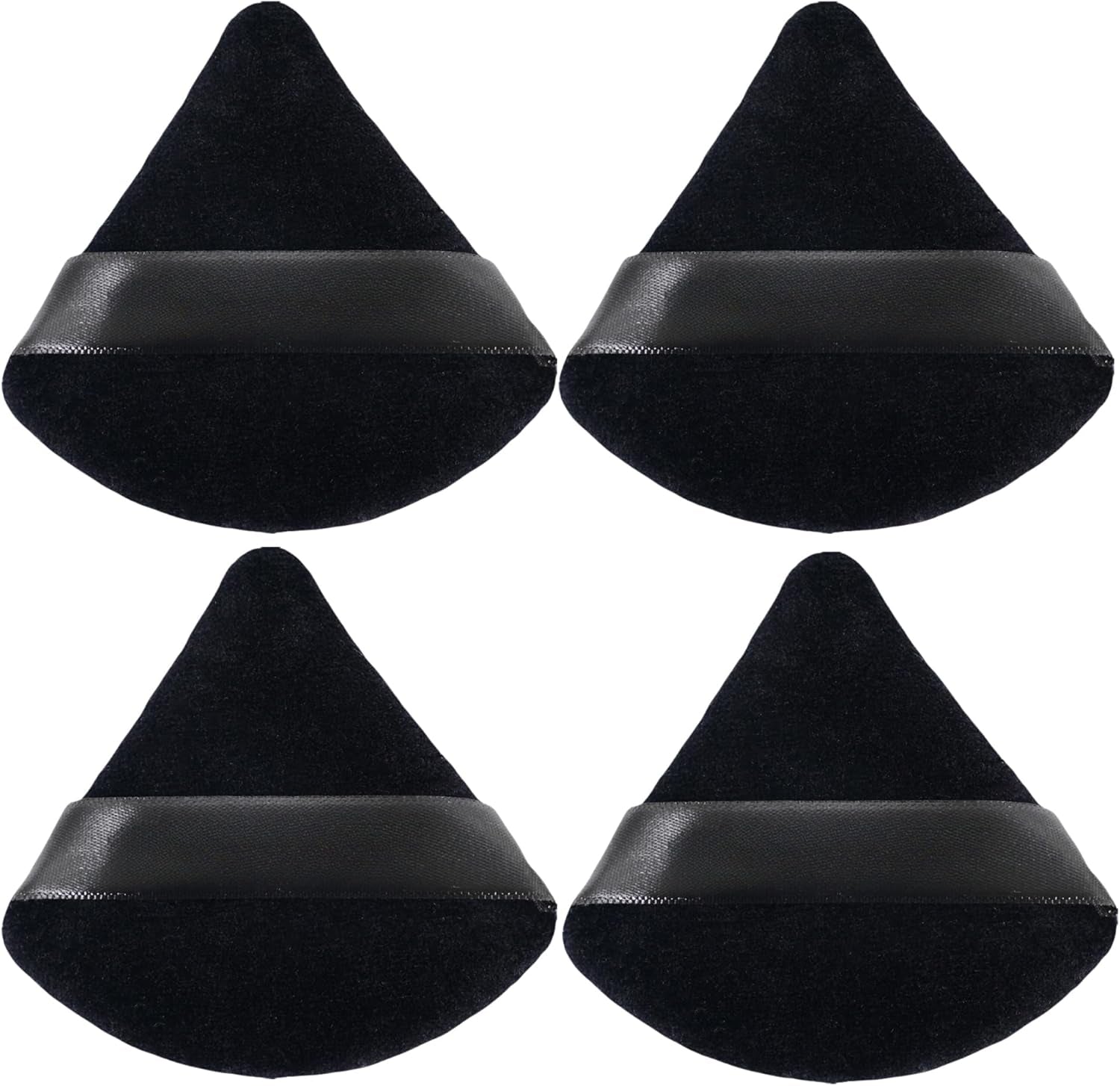 4Pcs Triangle Powder Puffs, Reusable Face Makeup Puff, Multifunctional Facial Makeup Tool Wet, Dry Dual-Use Makeup Sponge for BB CC Cream Liquid Foundation(Black)