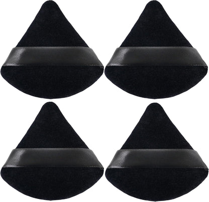 4Pcs Triangle Powder Puffs, Reusable Face Makeup Puff, Multifunctional Facial Makeup Tool Wet, Dry Dual-Use Makeup Sponge for BB CC Cream Liquid Foundation(Black)