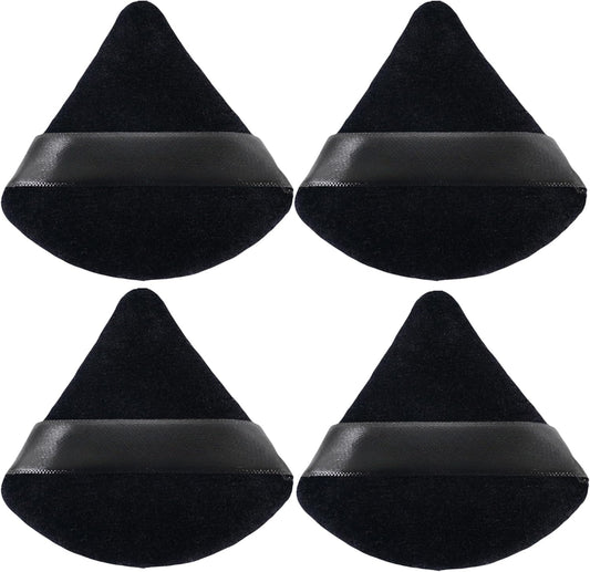 4Pcs Triangle Powder Puffs, Reusable Face Makeup Puff, Multifunctional Facial Makeup Tool Wet, Dry Dual-Use Makeup Sponge for BB CC Cream Liquid Foundation(Black)