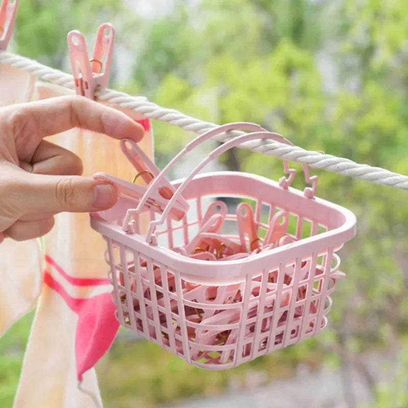 30Pcs Plastic Clothes Pegs Laundry Clothespin Clothes Pins Storage Organizer Quilt Towel Clips Spring with Basket Cabides Hanger