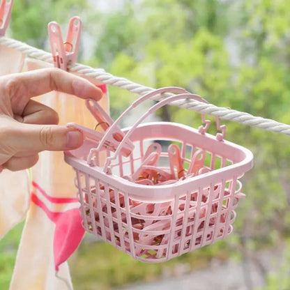 30Pcs Plastic Clothes Pegs Laundry Clothespin Clothes Pins Storage Organizer Quilt Towel Clips Spring with Basket Cabides Hanger