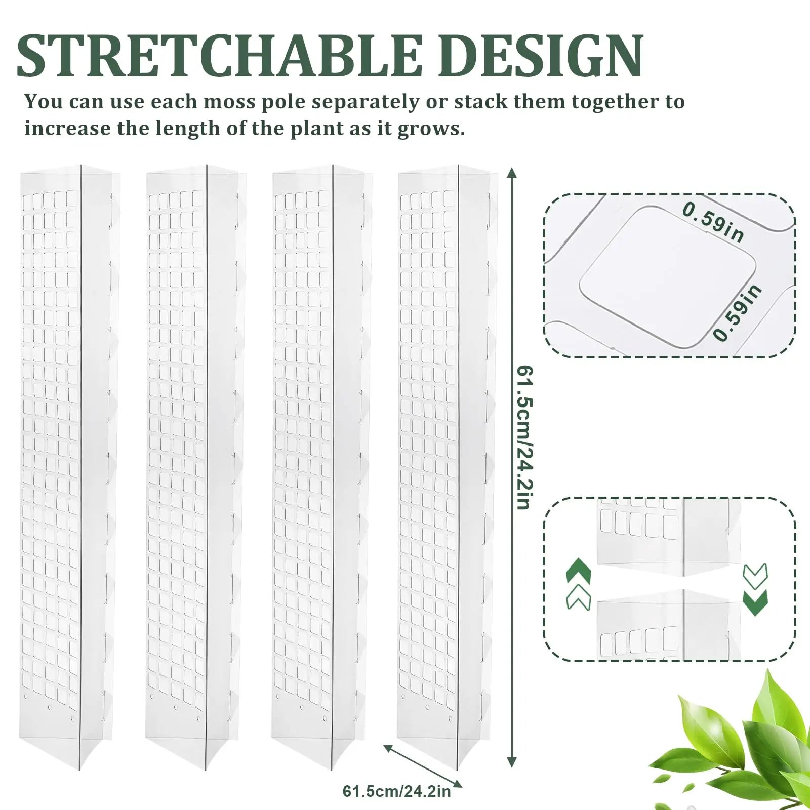 Moss Pole Plastic Plant Stand Indoor Climbing Plants Guardian Tutors Pot Moss Stick for Plants Growth Garden Support Accessories