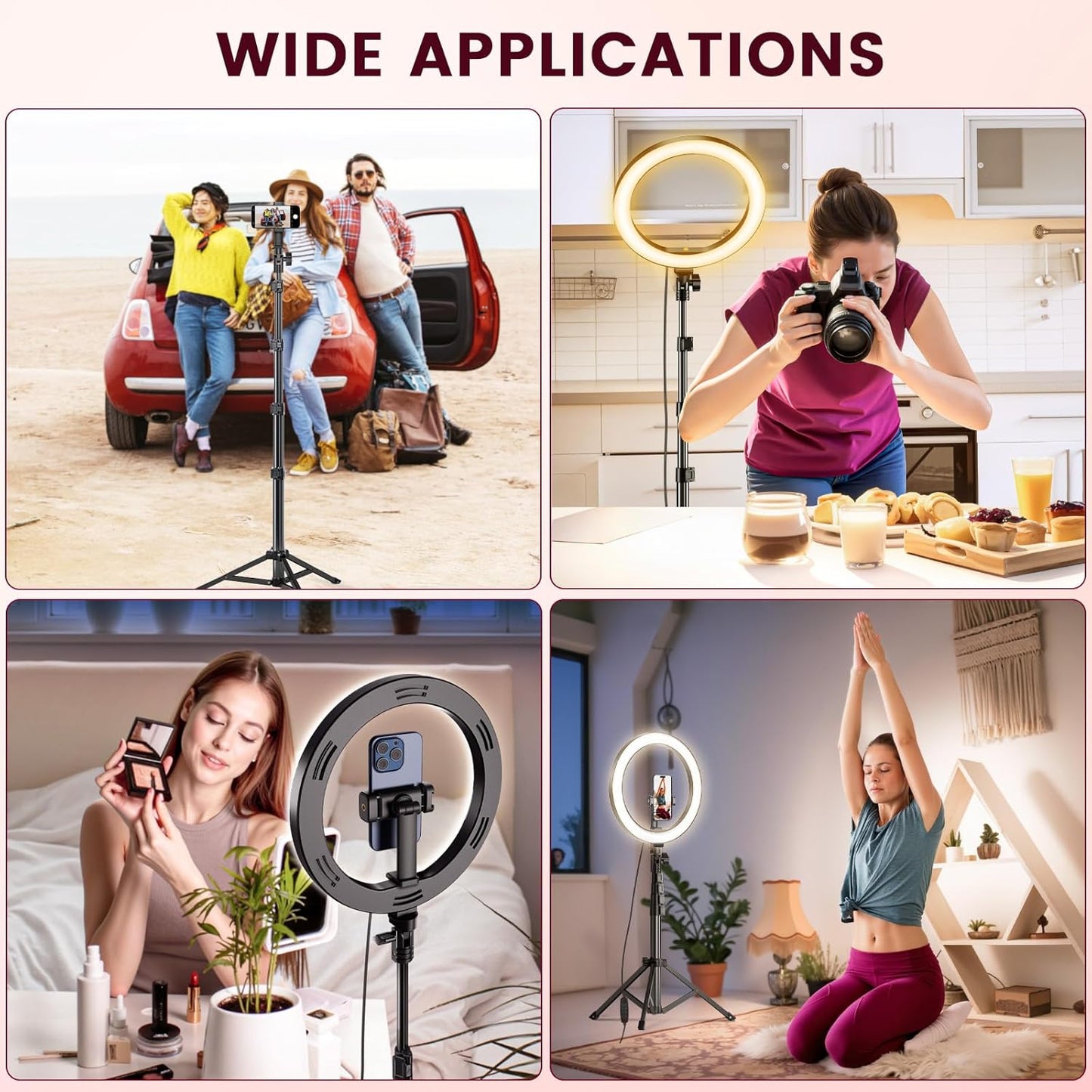 Ring Light with Tripod Stand & Phone Holder Tall 182 Cm, 10 Inch LED Ringlight S