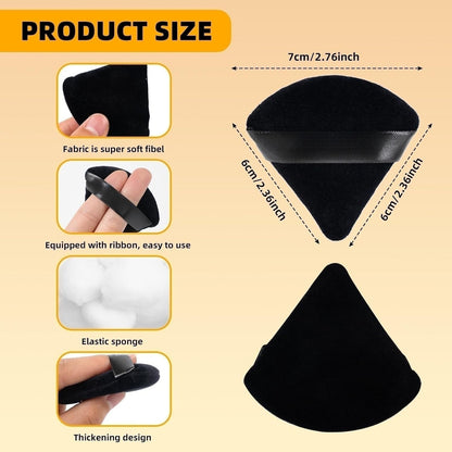 4Pcs Triangle Powder Puffs, Reusable Face Makeup Puff, Multifunctional Facial Makeup Tool Wet, Dry Dual-Use Makeup Sponge for BB CC Cream Liquid Foundation(Black)