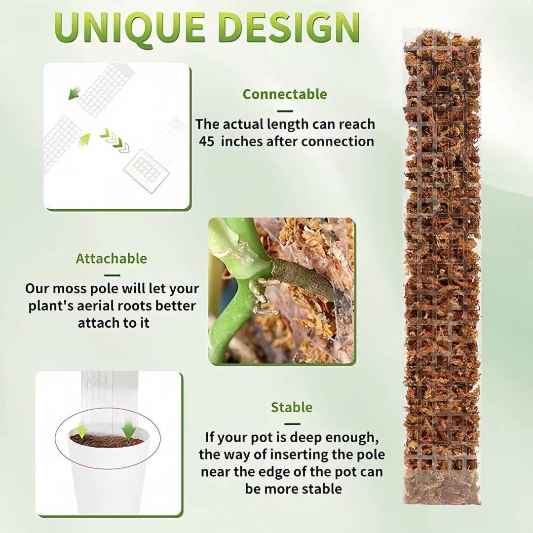 Moss Pole Plastic Plant Stand Indoor Climbing Plants Guardian Tutors Pot Moss Stick for Plants Growth Garden Support Accessories