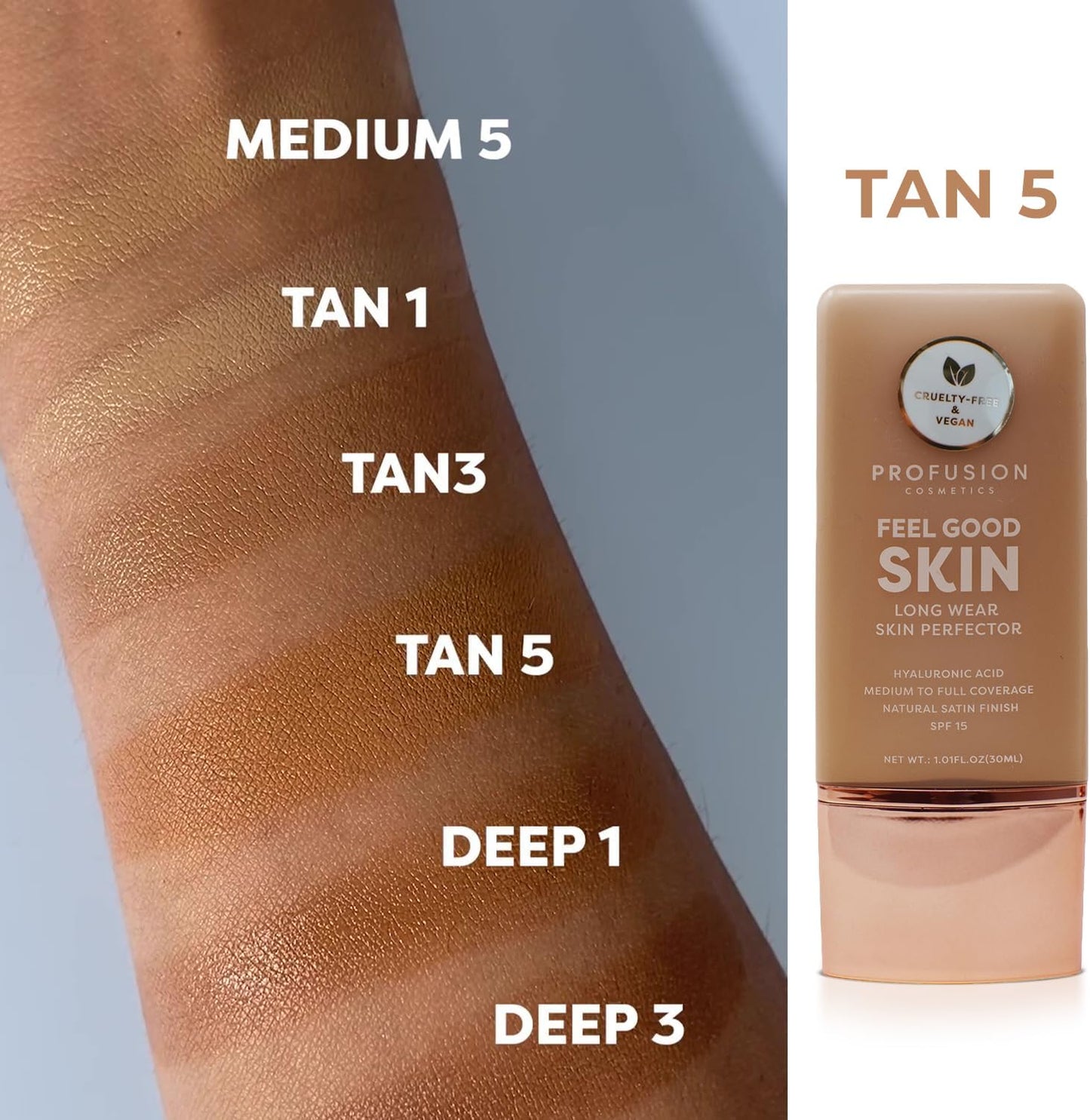 Lightweight Liquid Foundation for a Flawless and Elegant Radiance, Breathable Makeup for Improves Uneven Skin Tone, Cruelty-Free - Tan 5