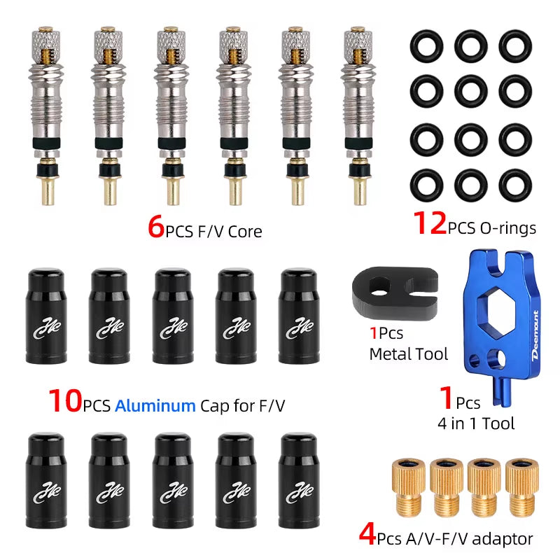Presta Valve Core Brass FV Nozzle Replacement MTB Road Bike Tubeless Service Parts Alloy Remover Tool O-Ring Optional