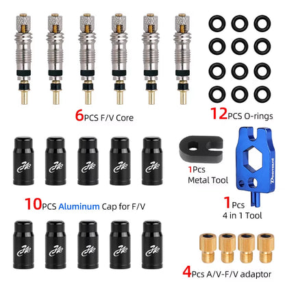 Presta Valve Core Brass FV Nozzle Replacement MTB Road Bike Tubeless Service Parts Alloy Remover Tool O-Ring Optional