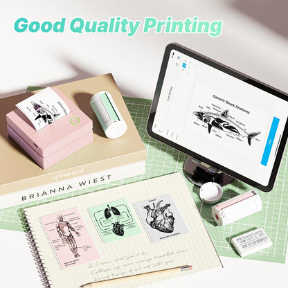 Sticker Printer, PM290 Mini Printer, Bluetooth Sticker Maker Machine with 3 Rolls Paper, Mini Thermal Printer for Study Notes, Journal, Lists, Pictures, DIY Gifts for School Office Home, Pink
