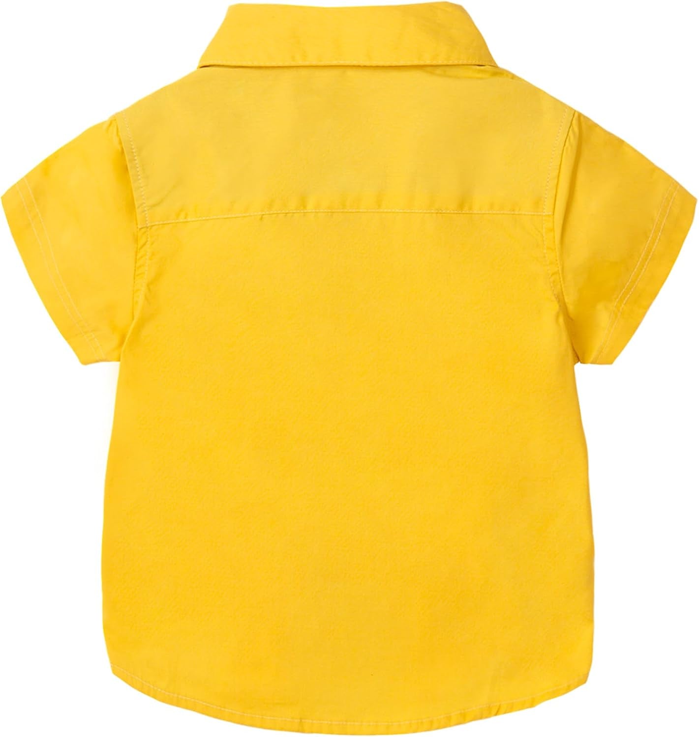 Boys Dress Shirt with Adjustable Bow Tie Short Sleeve Shirts Collared Tops
