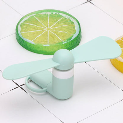 Type C Portable 2 in 1 Cooler Handheld Cooling Mini USB Fan for Android Micro USB Phones, Green