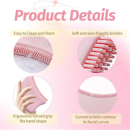 Lymphatic Drainage Brush for Face, Soft Silicone Facial Cleansing Brush for Gentle Dry Brushing & Massage, Handheld Face Scrubber for Sensitive, Delicate & Dry Skin, Skincare Tool for Women