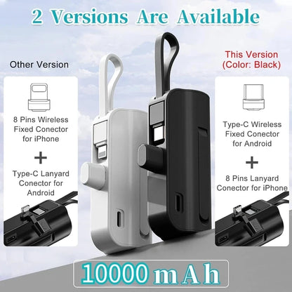 10000Mah Mini Portable Pocket Power Bank Type-C Two-Ways Fast Effective Charging Power Bank Compatible for Iphone Xiaom