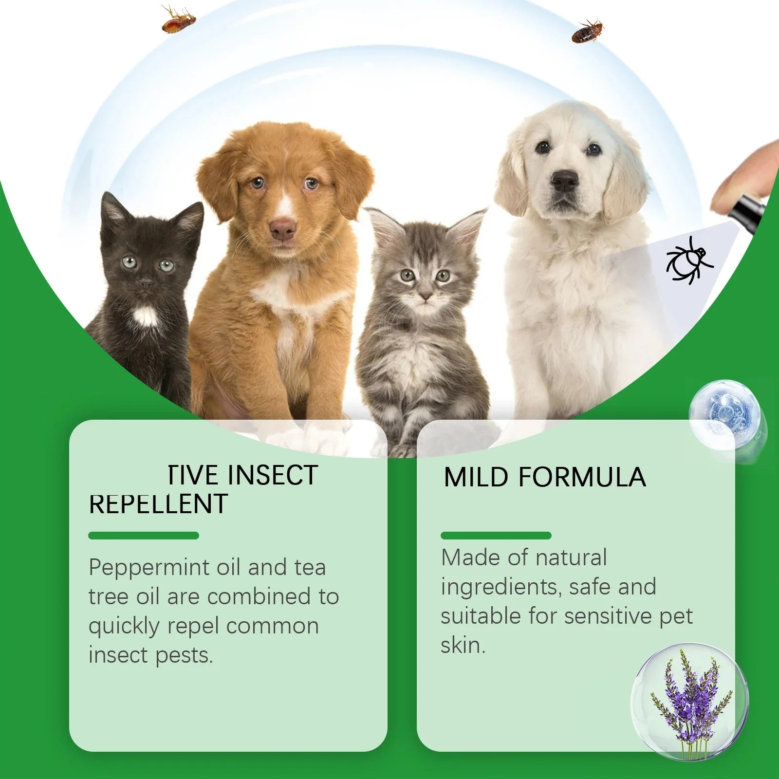 Yegbong Pet Insect Repellent Spray Daily Cleaning Dirts Promote Pet Skin Health anti Mite Flea Relief Discomfort Pet Care Spray