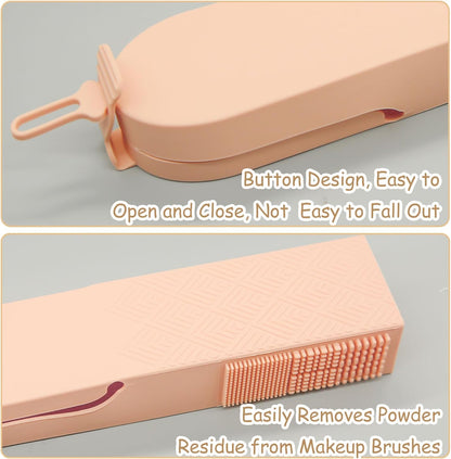 Travel Makeup Brush Holder Organizer, Silicone Makeup Brush Holder Makeup Brush Bag Case Organizer, Wide Opening Anti-Fall Cosmetic Brush Holder for Women, Travel Essentials for Women (Apricot)