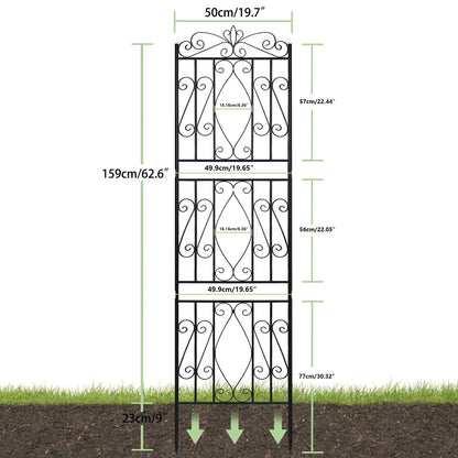 2Pcs Rustproof Tall Garden Trellis for Climbing Plants Metal Plant Support Fence