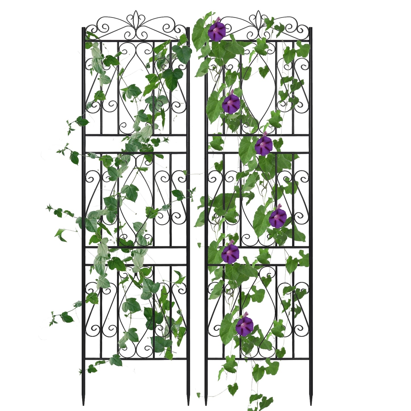 2Pcs Rustproof Tall Garden Trellis for Climbing Plants Metal Plant Support Fence