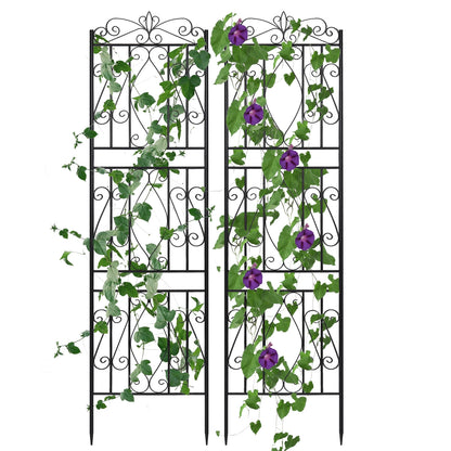 2Pcs Rustproof Tall Garden Trellis for Climbing Plants Metal Plant Support Fence