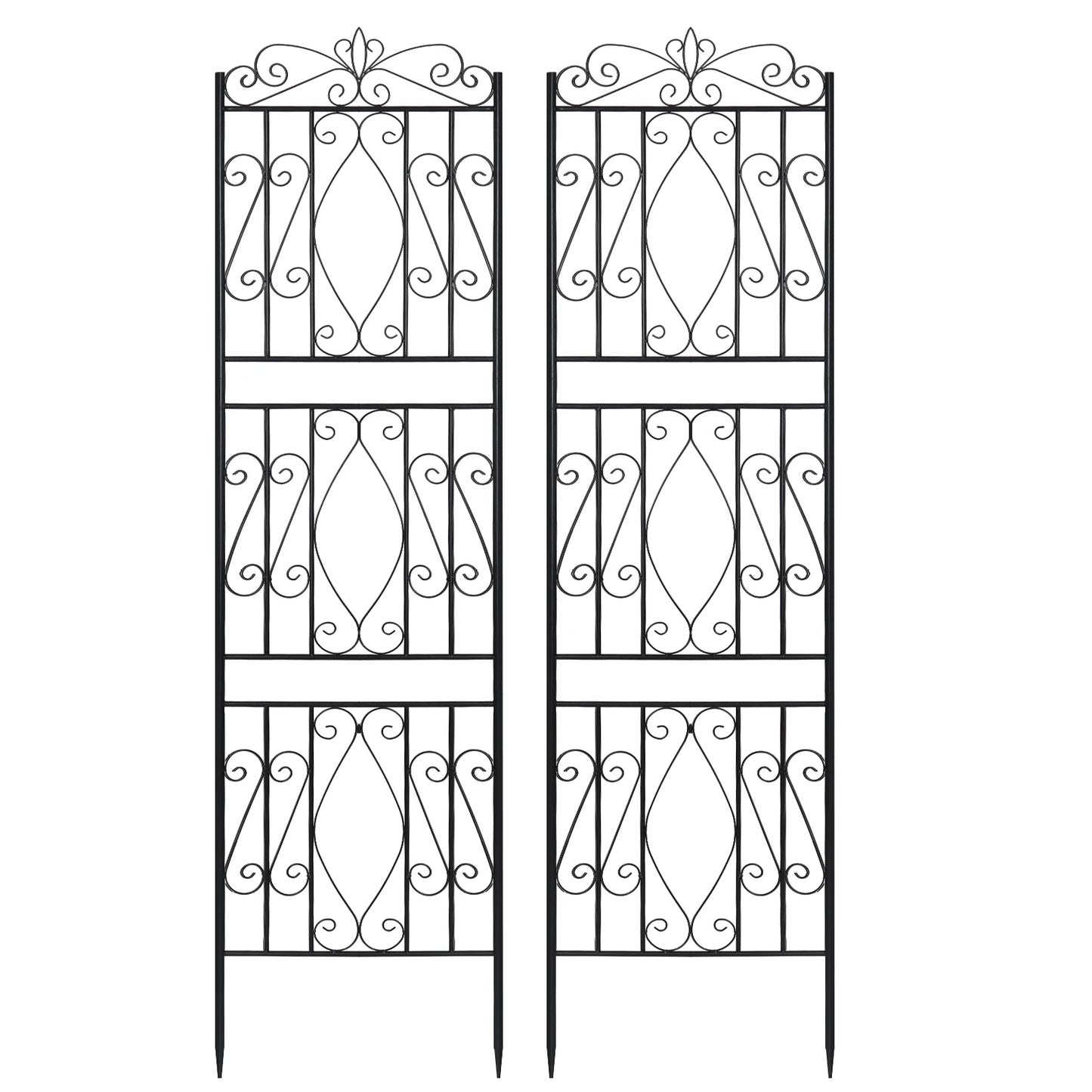 2Pcs Rustproof Tall Garden Trellis for Climbing Plants Metal Plant Support Fence