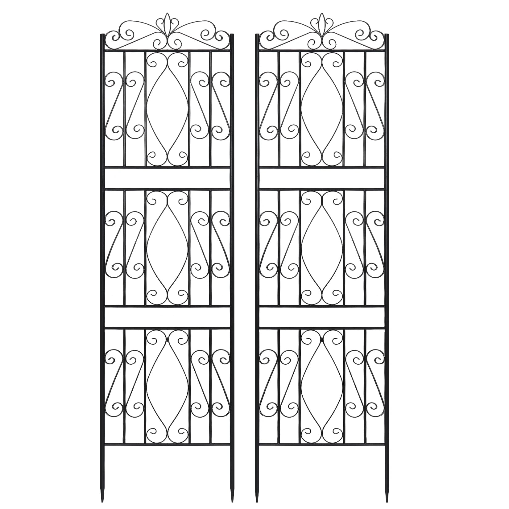 2Pcs Rustproof Tall Garden Trellis for Climbing Plants Metal Plant Support Fence