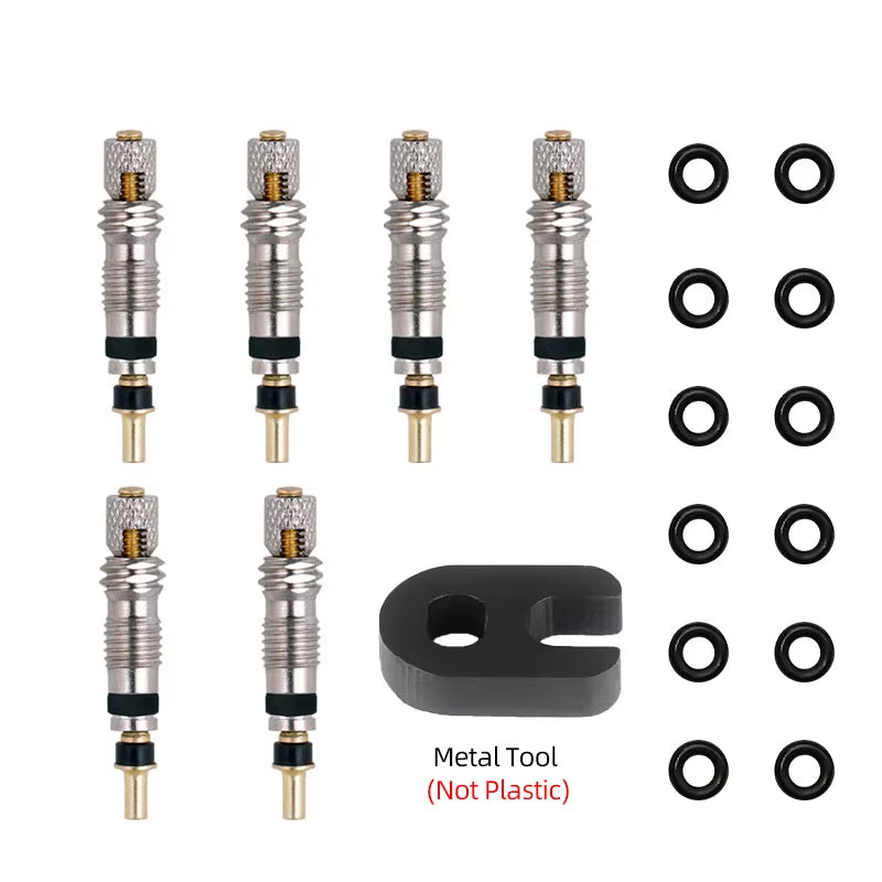 Presta Valve Core Brass FV Nozzle Replacement MTB Road Bike Tubeless Service Parts Alloy Remover Tool O-Ring Optional