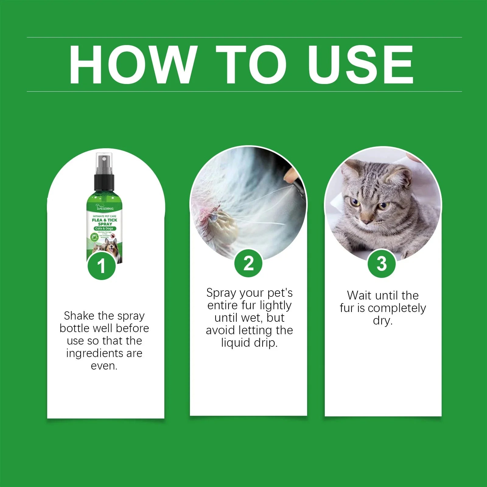 Yegbong Pet Insect Repellent Spray Daily Cleaning Dirts Promote Pet Skin Health anti Mite Flea Relief Discomfort Pet Care Spray