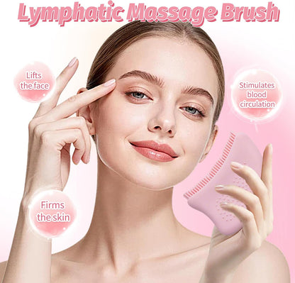 Lymphatic Drainage Brush for Face, Soft Silicone Facial Cleansing Brush for Gentle Dry Brushing & Massage, Handheld Face Scrubber for Sensitive, Delicate & Dry Skin, Skincare Tool for Women